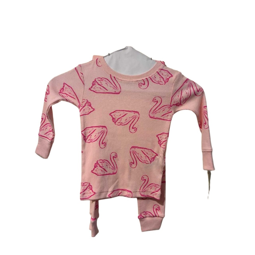 Carters Child of Mine 18M Pink Swan Ribbed Cotton 2 Piece Pajama Set NWT